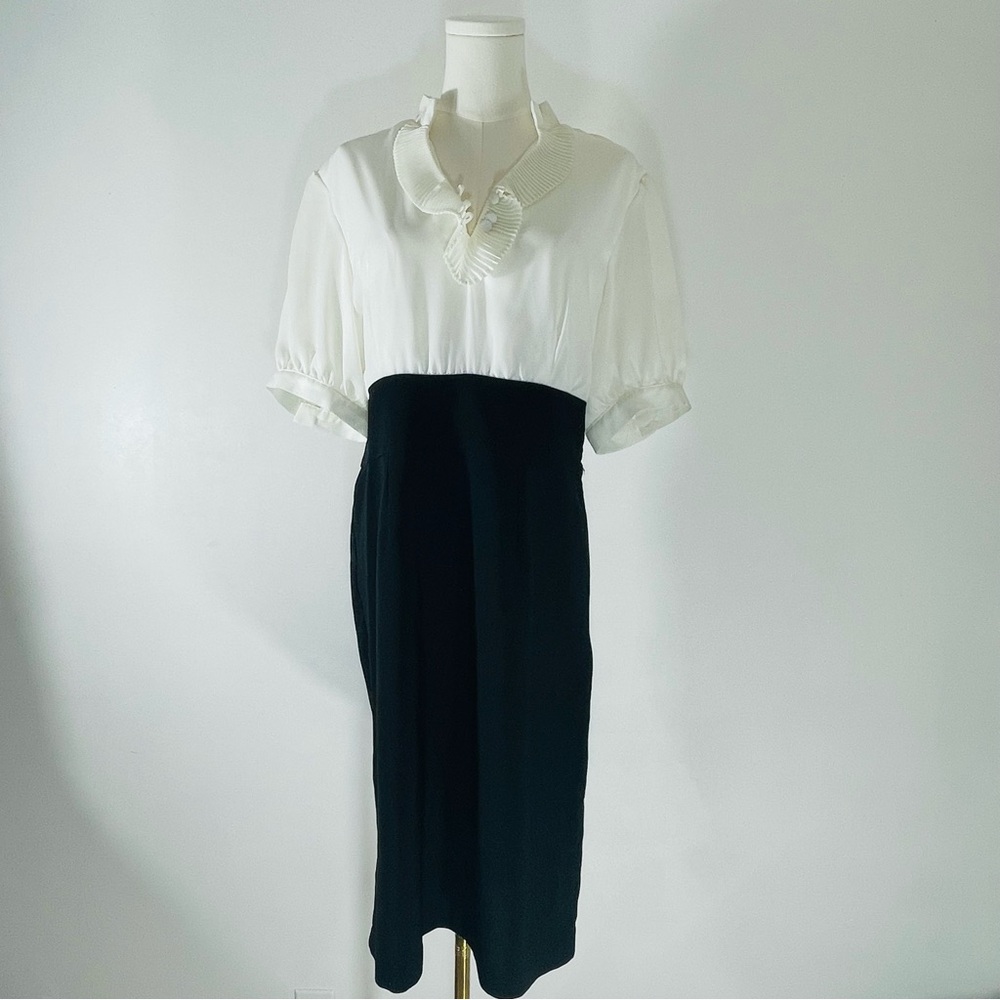 Pride & Joy Vintage White Sheer and Black Straight Dress Size 14